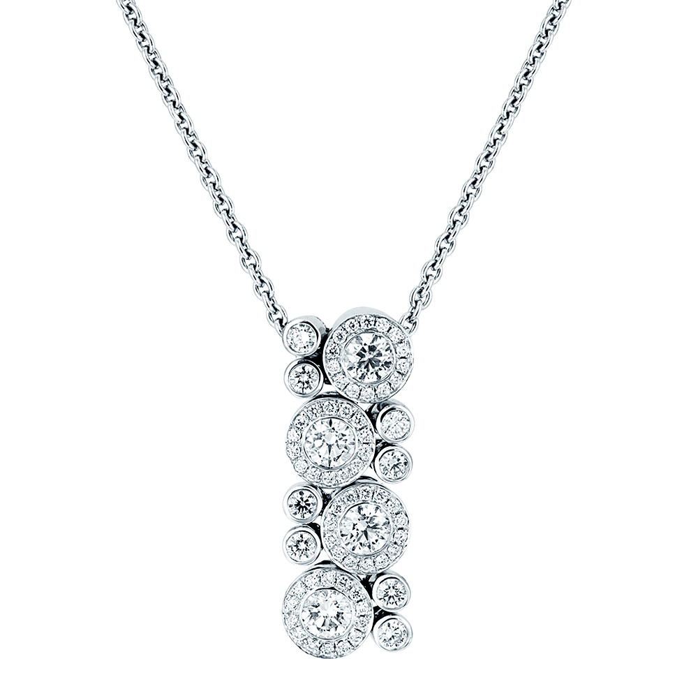 Berry's 18ct White Gold Diamond Multi Cluster Art Deco Style Pendant - Berry's Jewellers