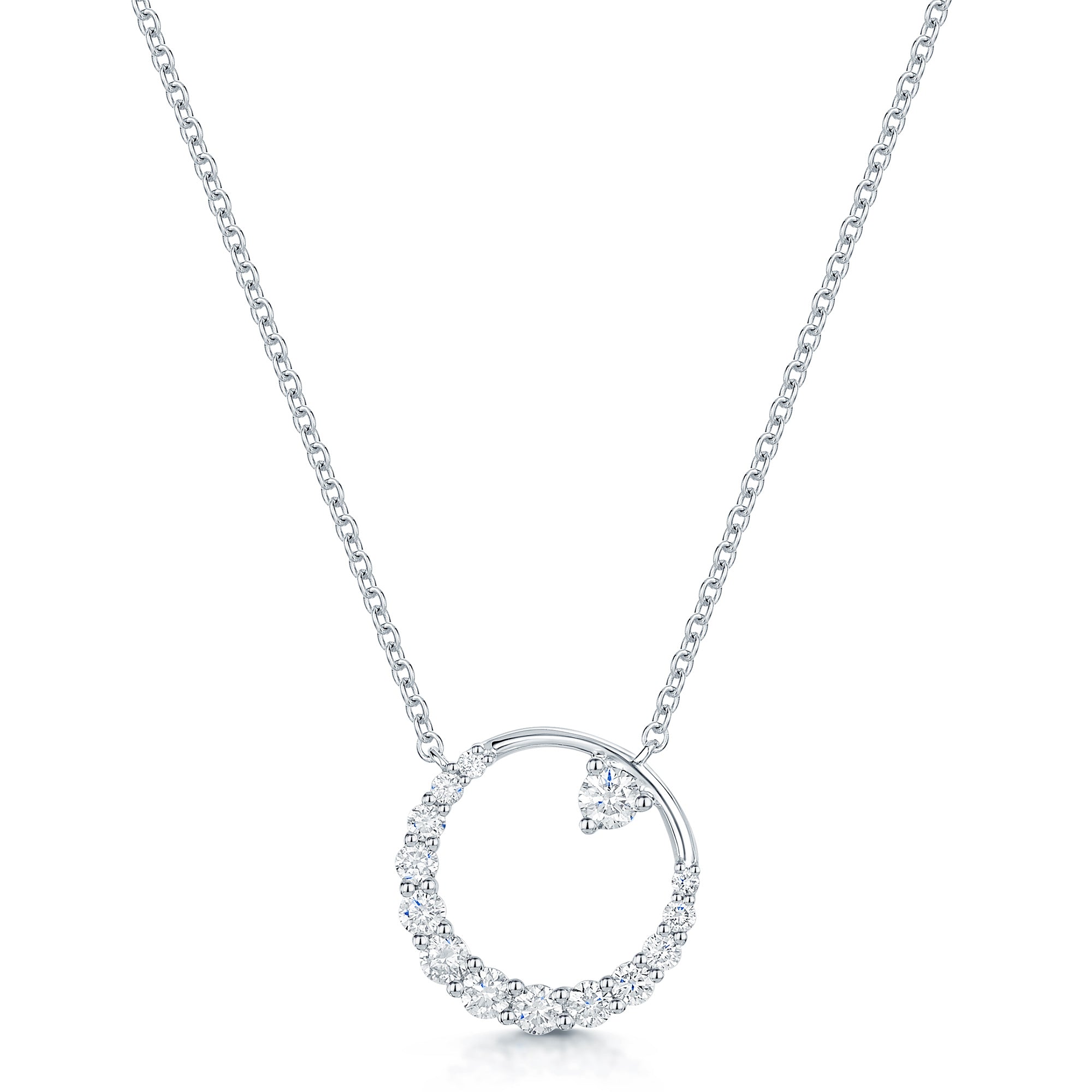 18ct White Gold Diamond Open Circle Pendant