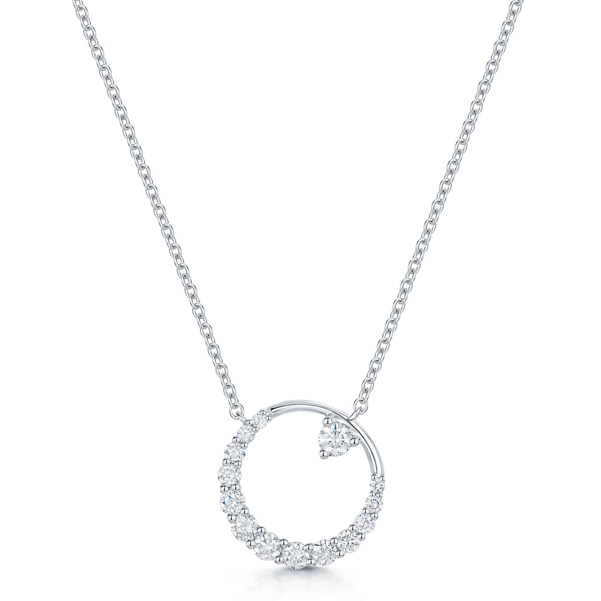 18ct White Gold Diamond Open Circle Pendant