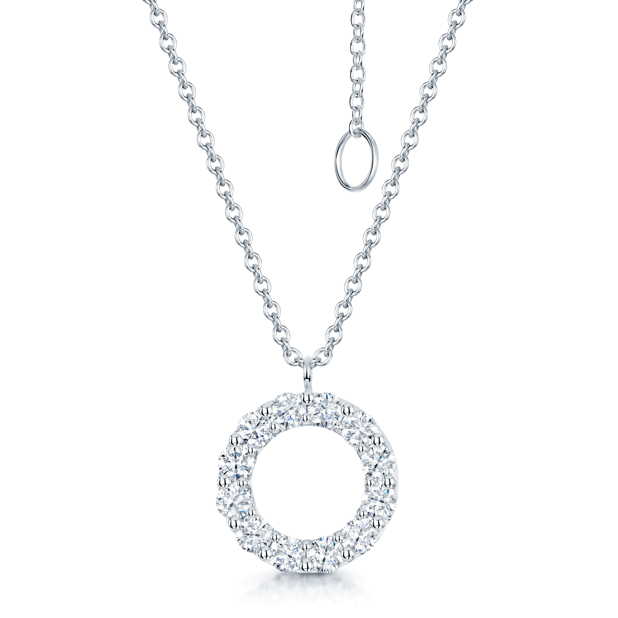 18ct White Gold Diamond Open Circle Pendant