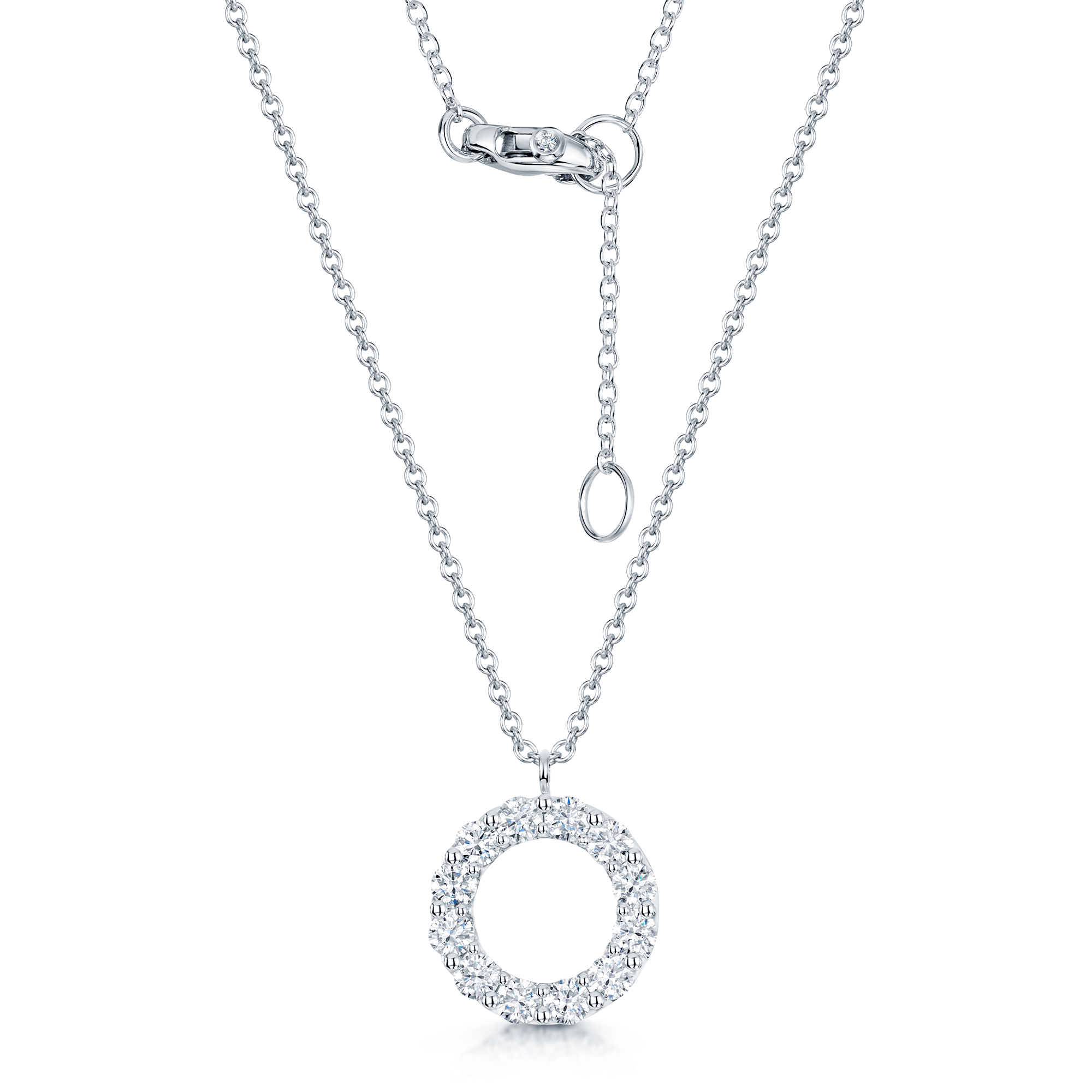 18ct White Gold Diamond Open Circle Pendant