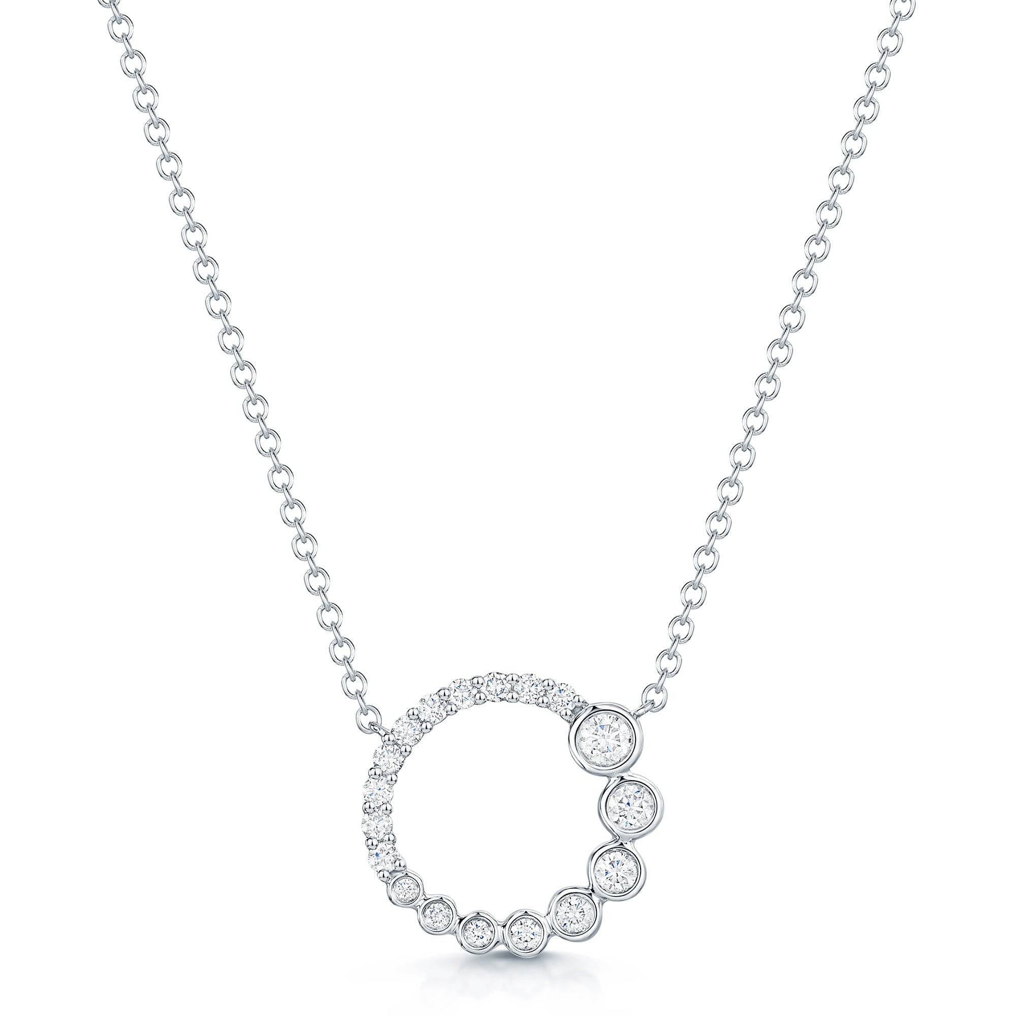 Berry's 18ct White Gold Diamond Open Circle Rub-Over Set Pendant - Berry's Jewellers