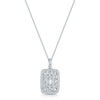 Berry's 18ct White Gold Diamond Open Filigree Design Rectangular Shape Pendant - Berry's Jewellers