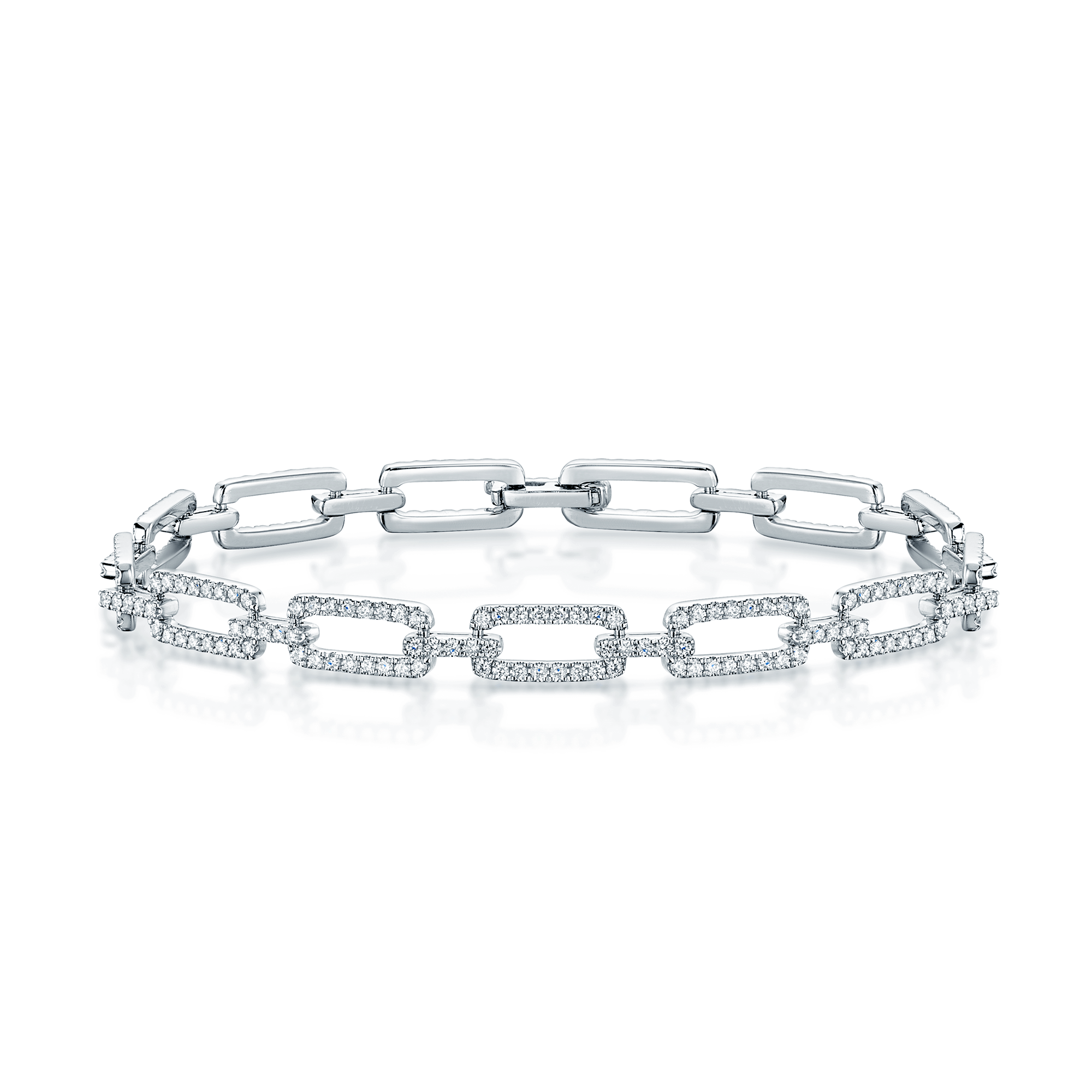 Berry's 18ct White Gold Diamond Open Rectangle Link Bracelet - Berry's Jewellers