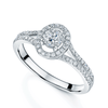 18ct White Gold Diamond Oval Cluster Ring With Split Shoulders