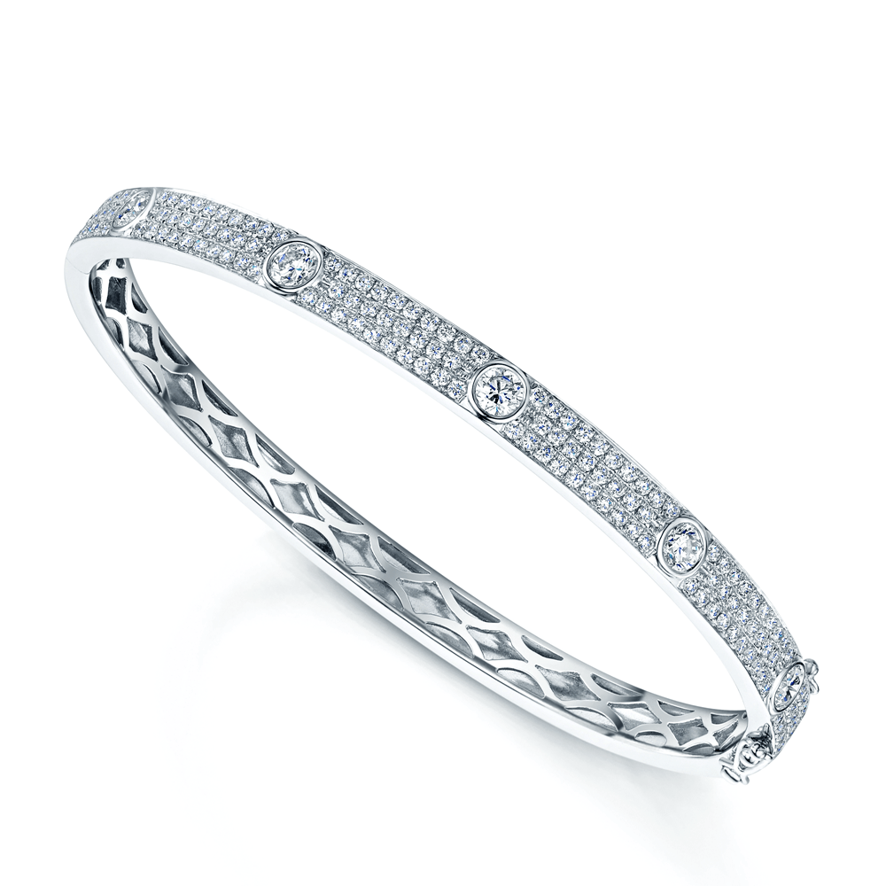 Berry's 18ct White Gold Diamond Pave Set Bangle - Berry's Jewellers