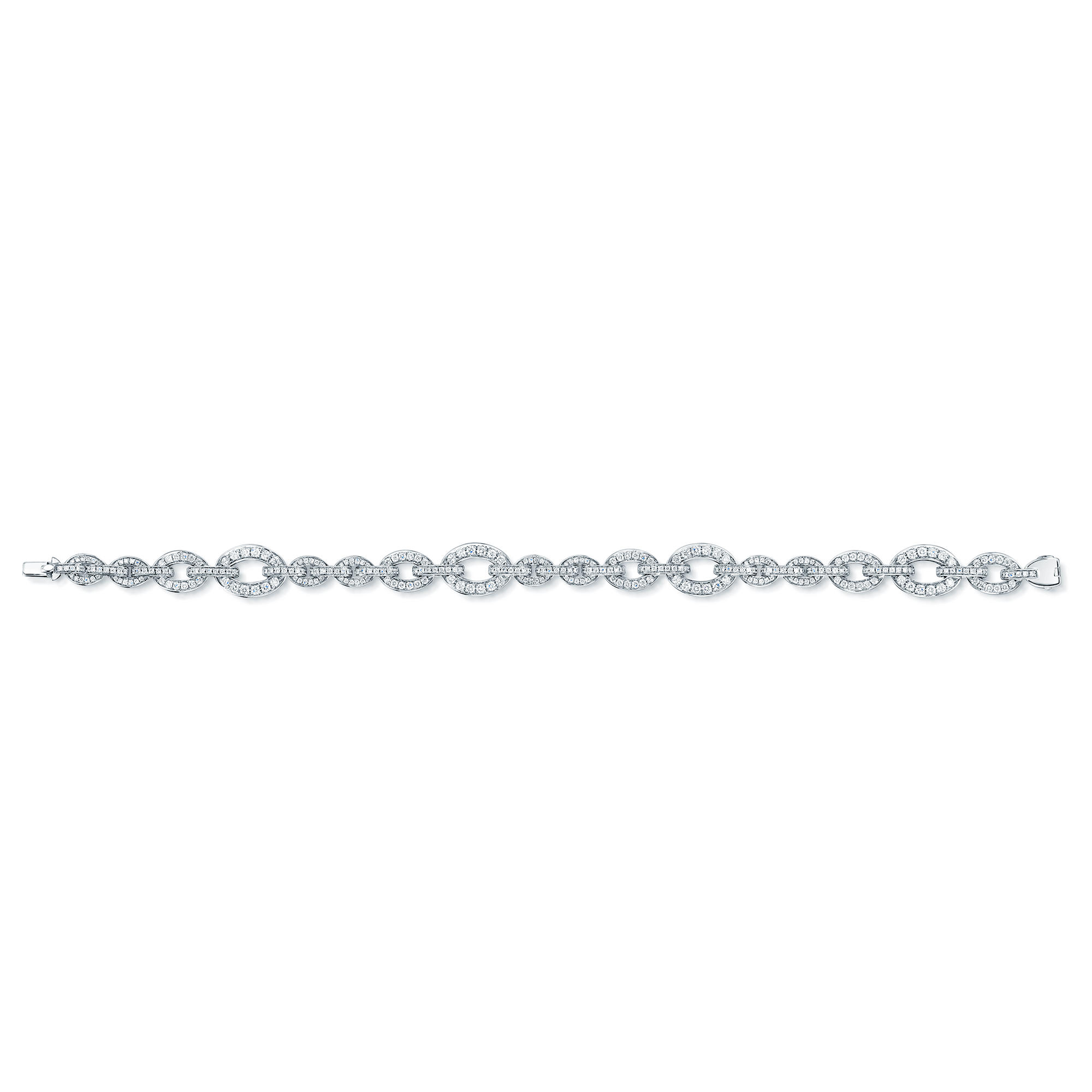 Berry's 18ct White Gold Diamond Pave Set Graduating Oval Link And Bar Bracelet - Berry's Jewellers