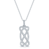 Berry's 18ct White Gold Diamond Pave Set Open Scroll Rectangular Drop Pendant - Berry's Jewellers