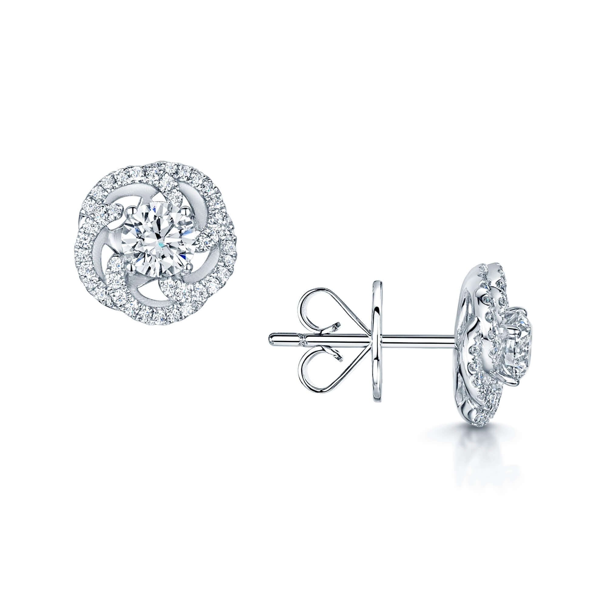 Berry's 18ct White Gold Diamond Pave Swirl Stud Earrings - Berry's Jewellers