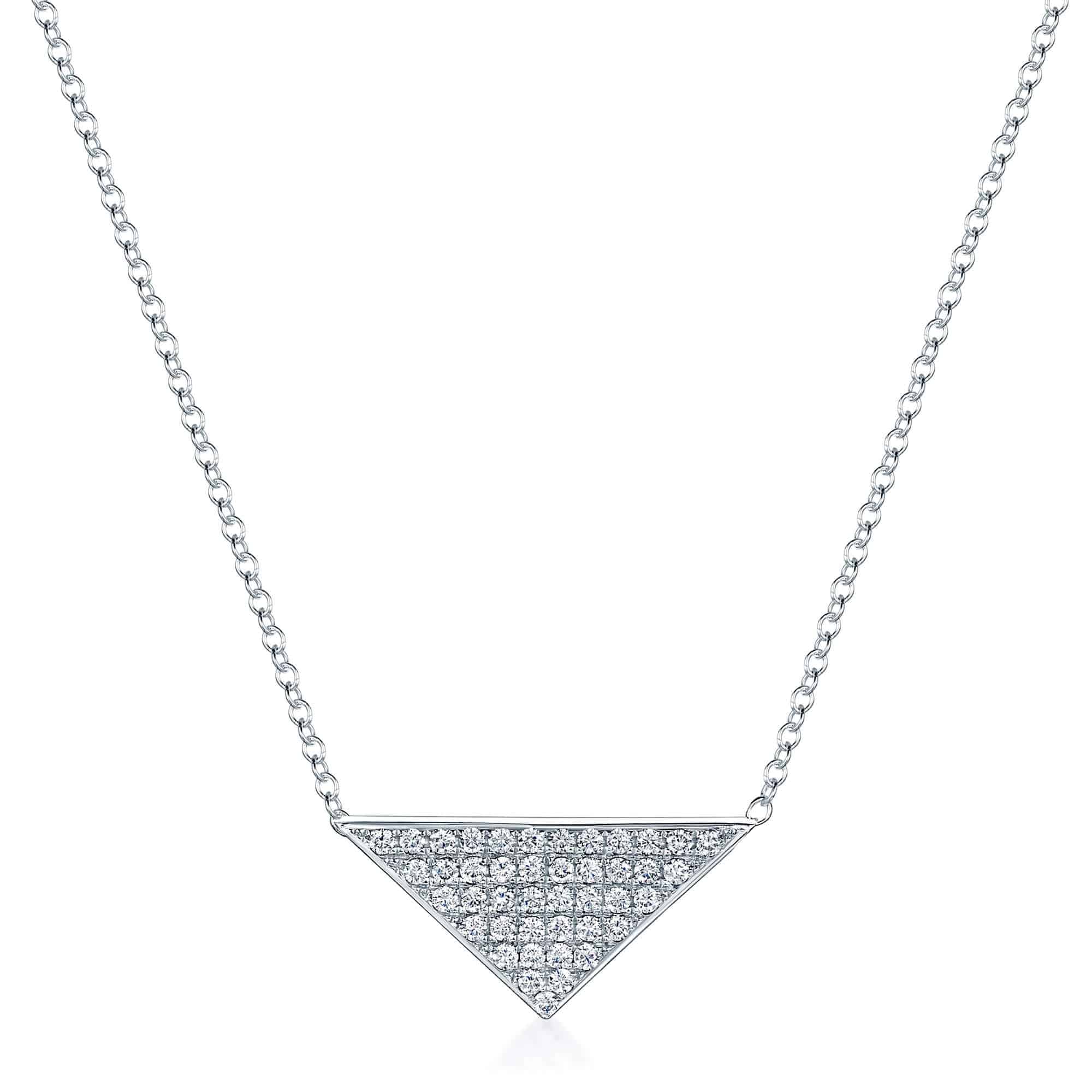 Berry's 18ct White Gold Diamond Pave Triangular Pendant - Berry's Jewellers