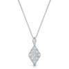 18ct White Gold Diamond Scalloped Lace and Millgrain Edge Design Pendant