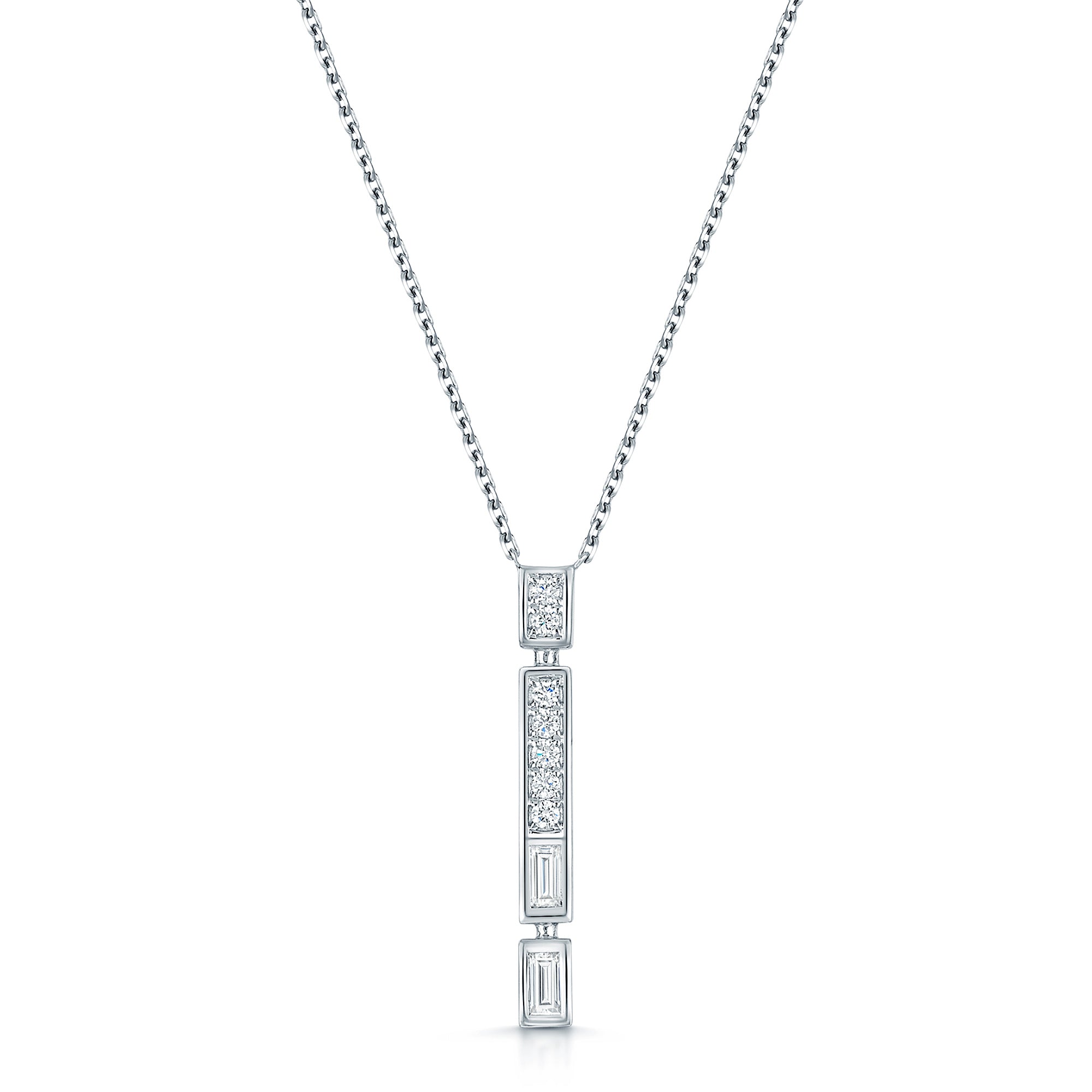 18ct White Gold Diamond Set Bar Pendant