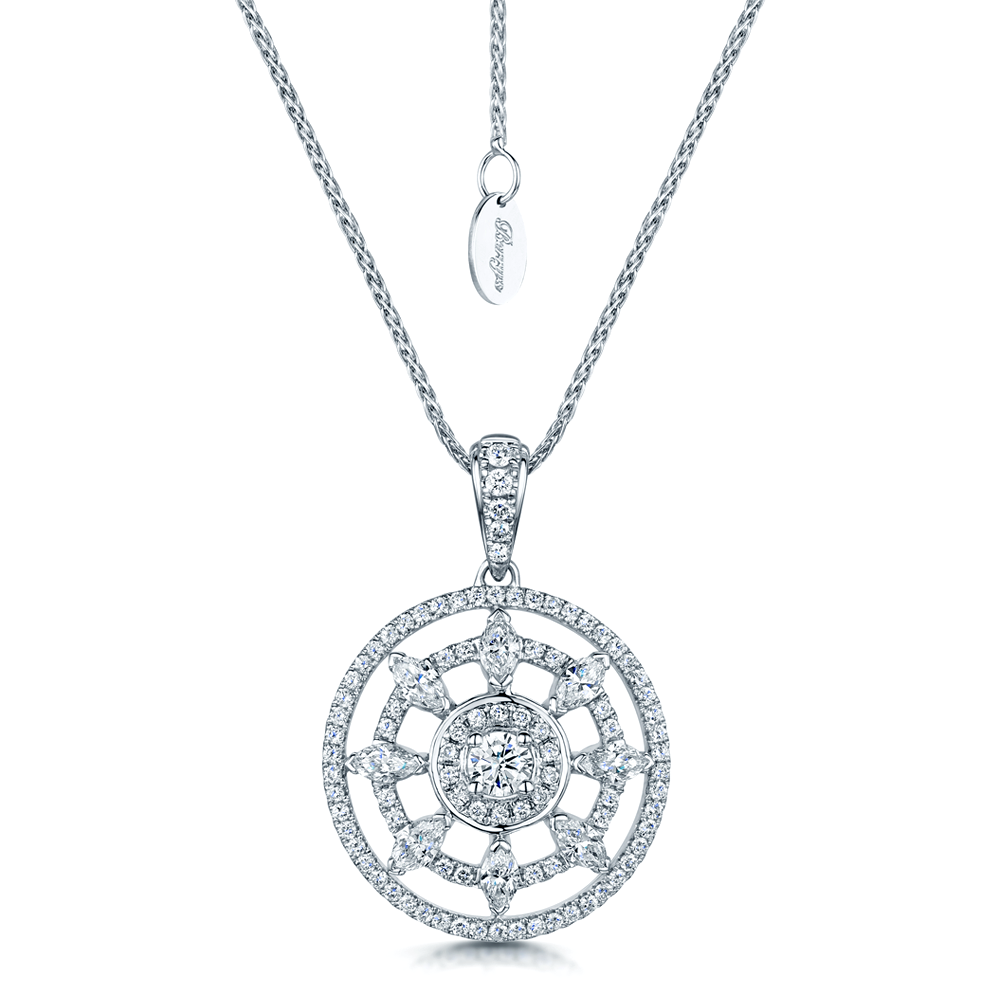 Berry's 18ct White Gold Diamond Set Circle Openwork Pendant - Berry's Jewellers