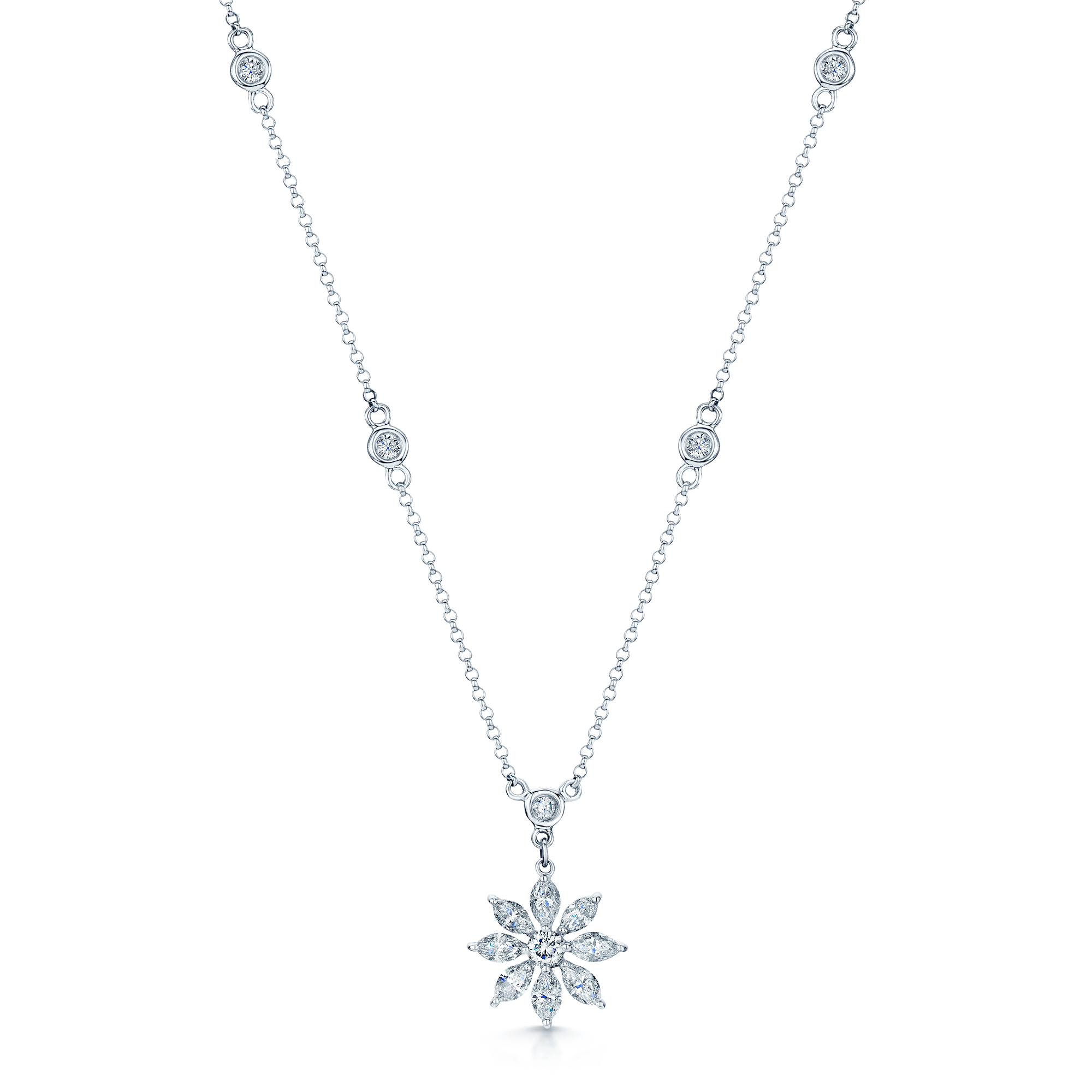 Berry's 18ct White Gold Diamond Set Daisy Pendant - Berry's Jewellers