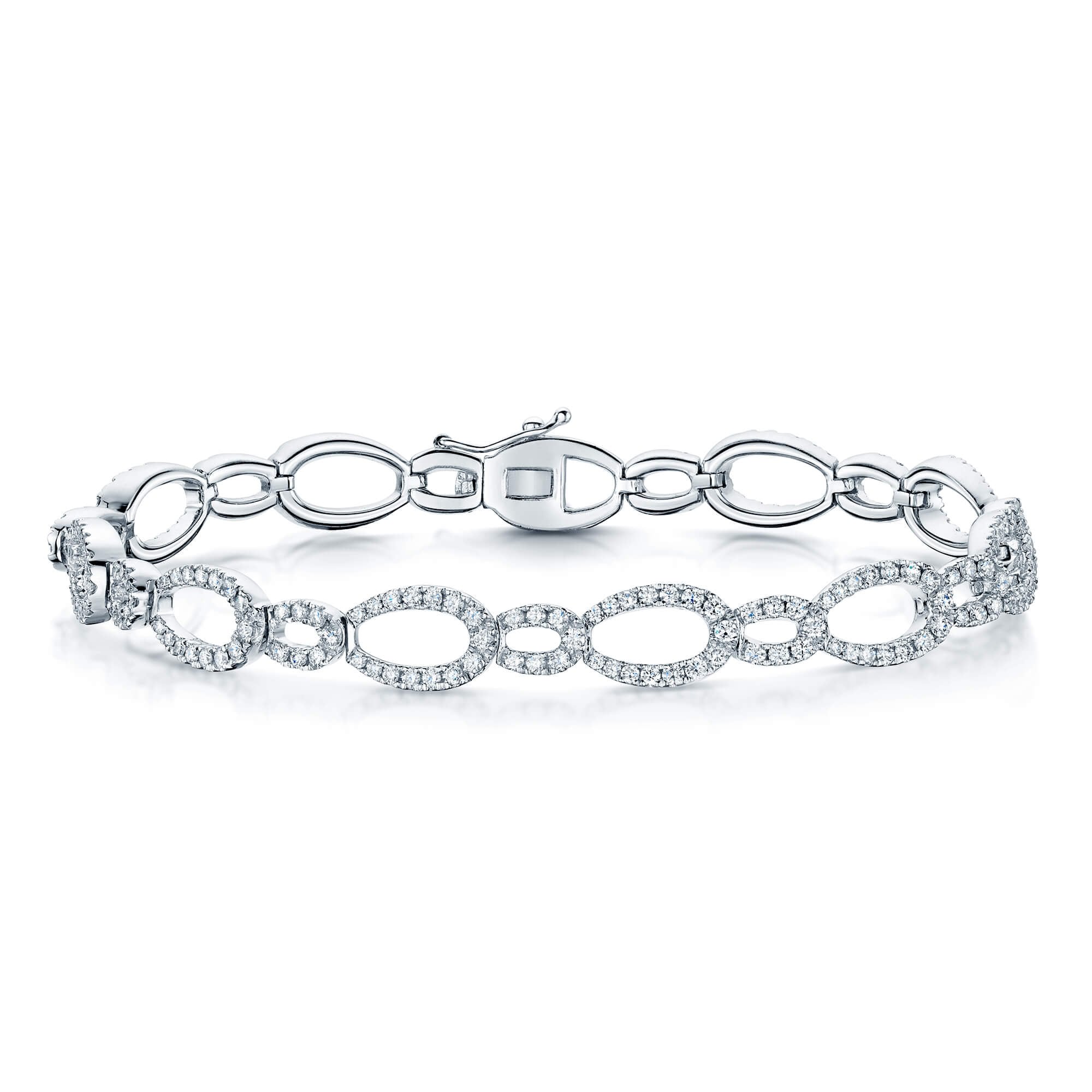 18ct White Gold Diamond Set Oval Link Bracelet