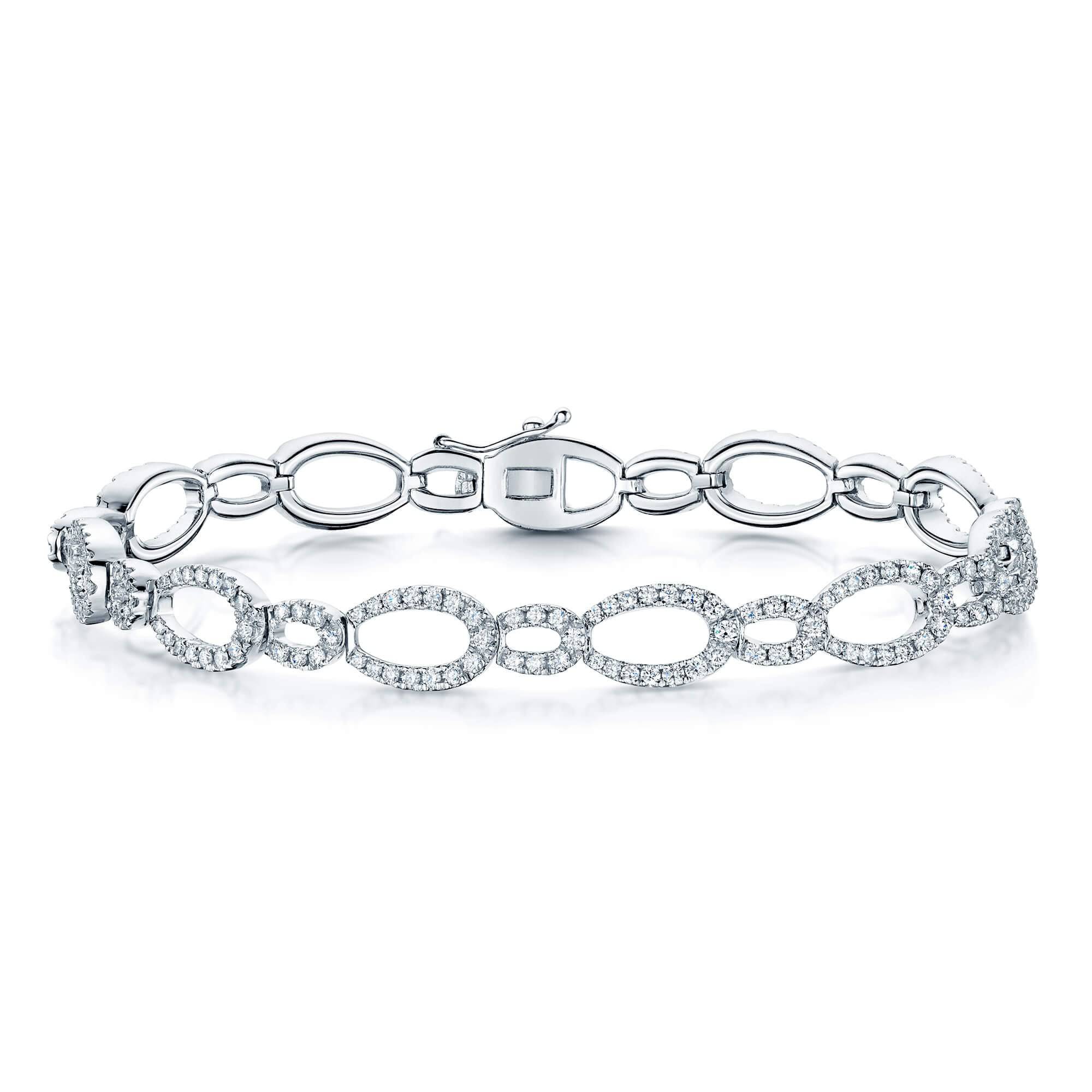 18ct White Gold Diamond Set Oval Link Bracelet