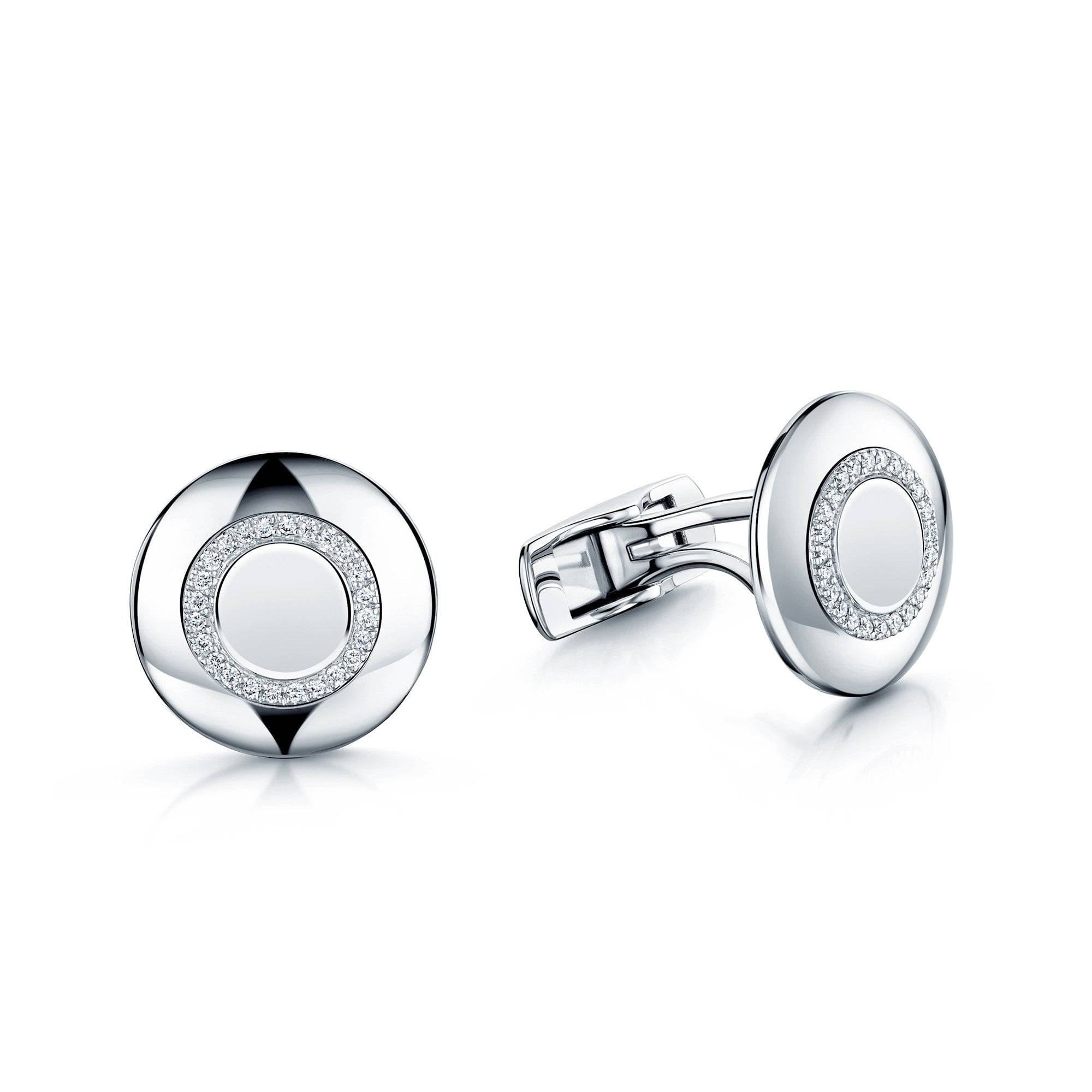 Berry's 18ct White Gold Diamond Set Round Cufflinks - Berry's Jewellers