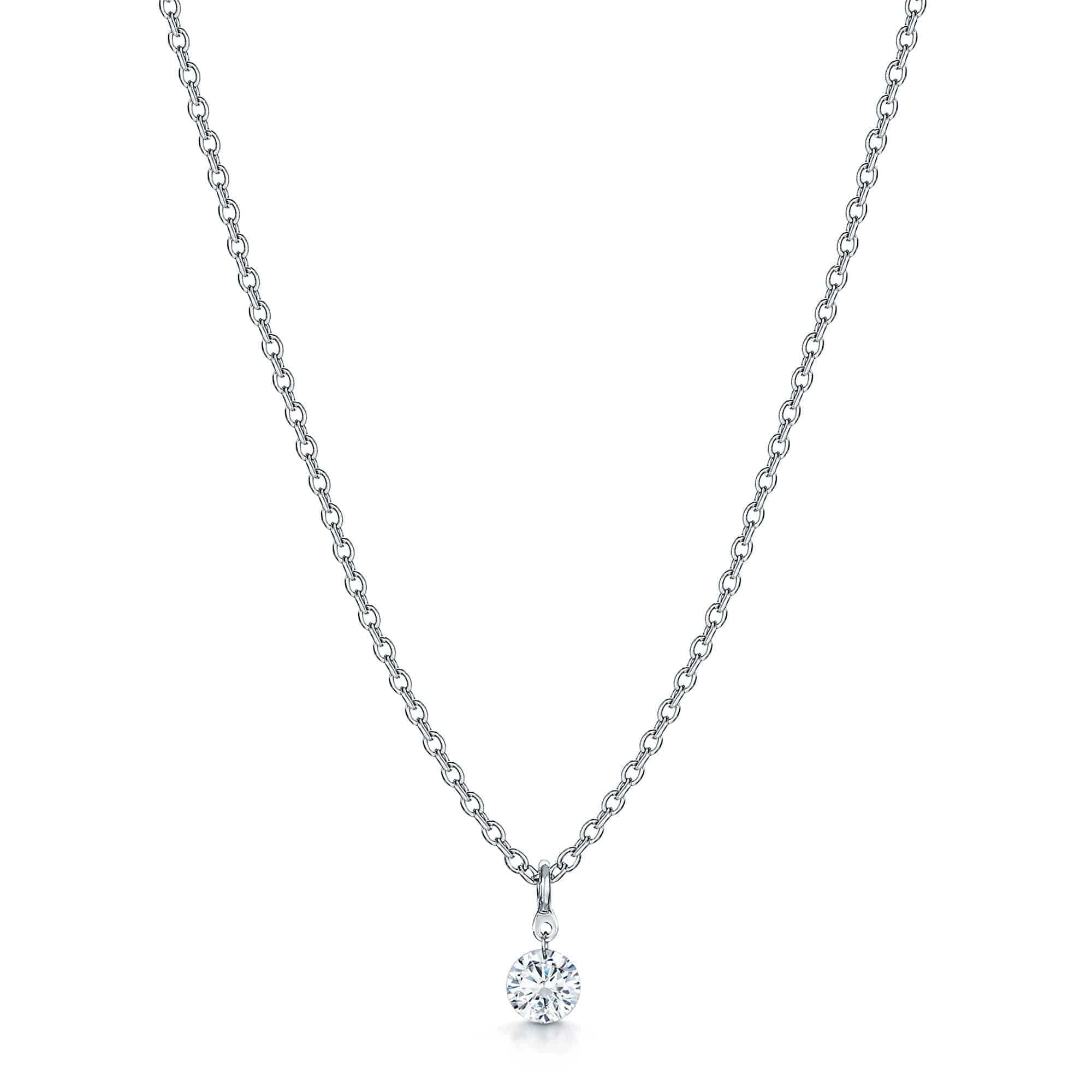 Berry's 18ct White Gold Diamond Single Stone Invisible Set Pendant - Berry's Jewellers