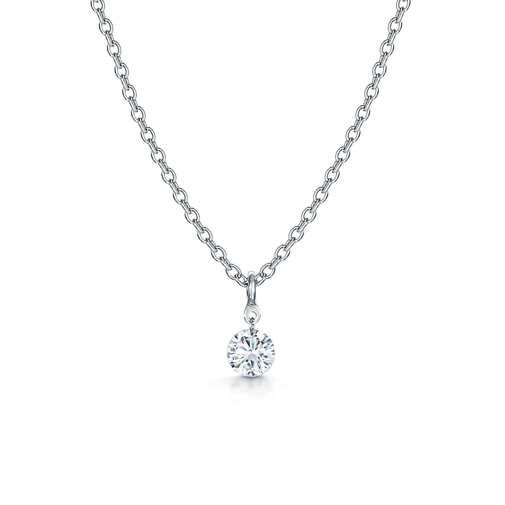 Berry's 18ct White Gold Diamond Single Stone Invisible Set Pendant - Berry's Jewellers