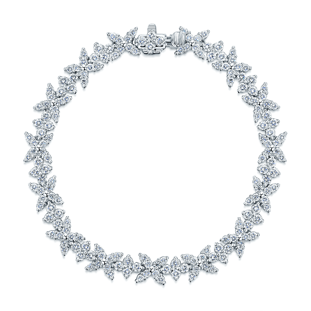 18ct White Gold Diamond Snowflake Design Bracelet