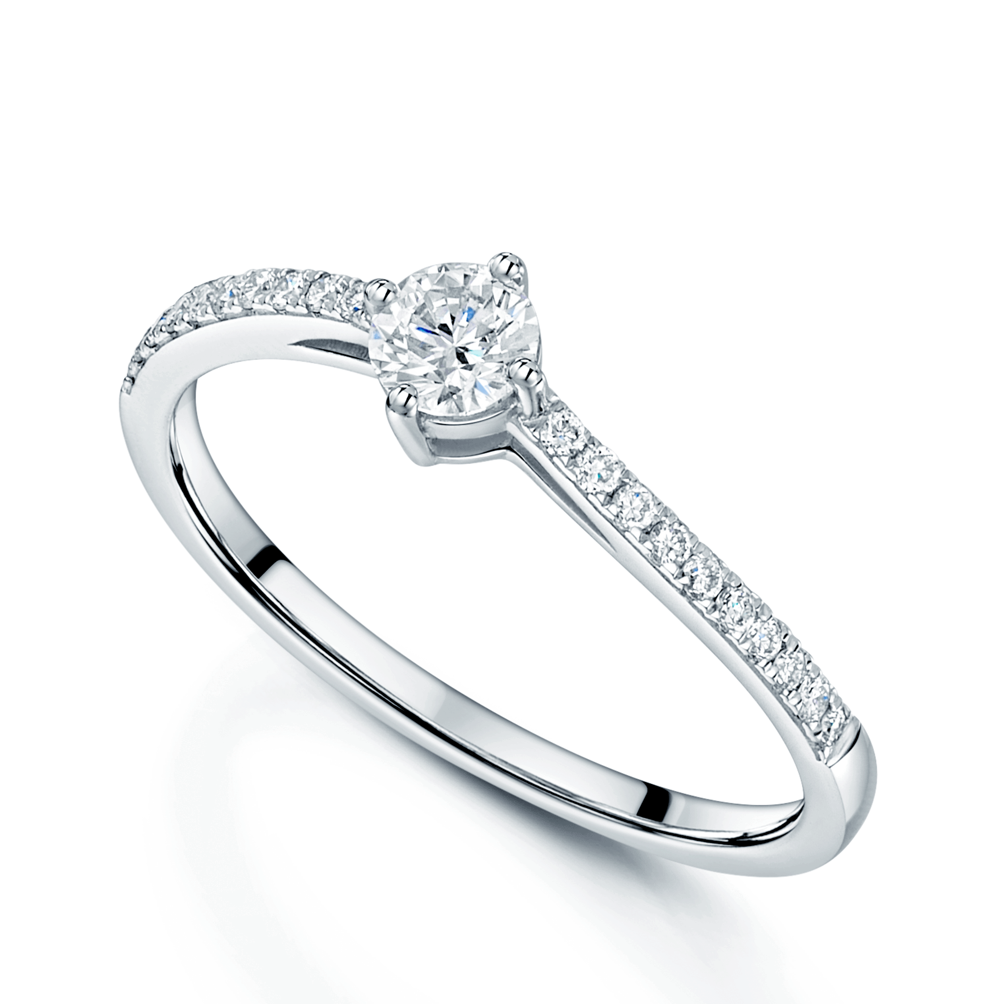 Berry's 18ct White Gold Diamond Solitaire Ring With Diamond Set Shoulders - Berry's Jewellers