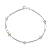 18ct White Gold Double Chain Bracelet With Five 18ct Rose Gold  Diamond Set Rondels