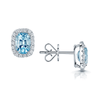 Berry's 18ct White Gold Elongated Cushion Cut Aquamarine with Diamond Halo Earstuds - Berry's Jewellers