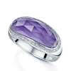 Berry's 18ct White Gold Elongated Faceted Amethyst And Diamond Ring - Berry's Jewellers