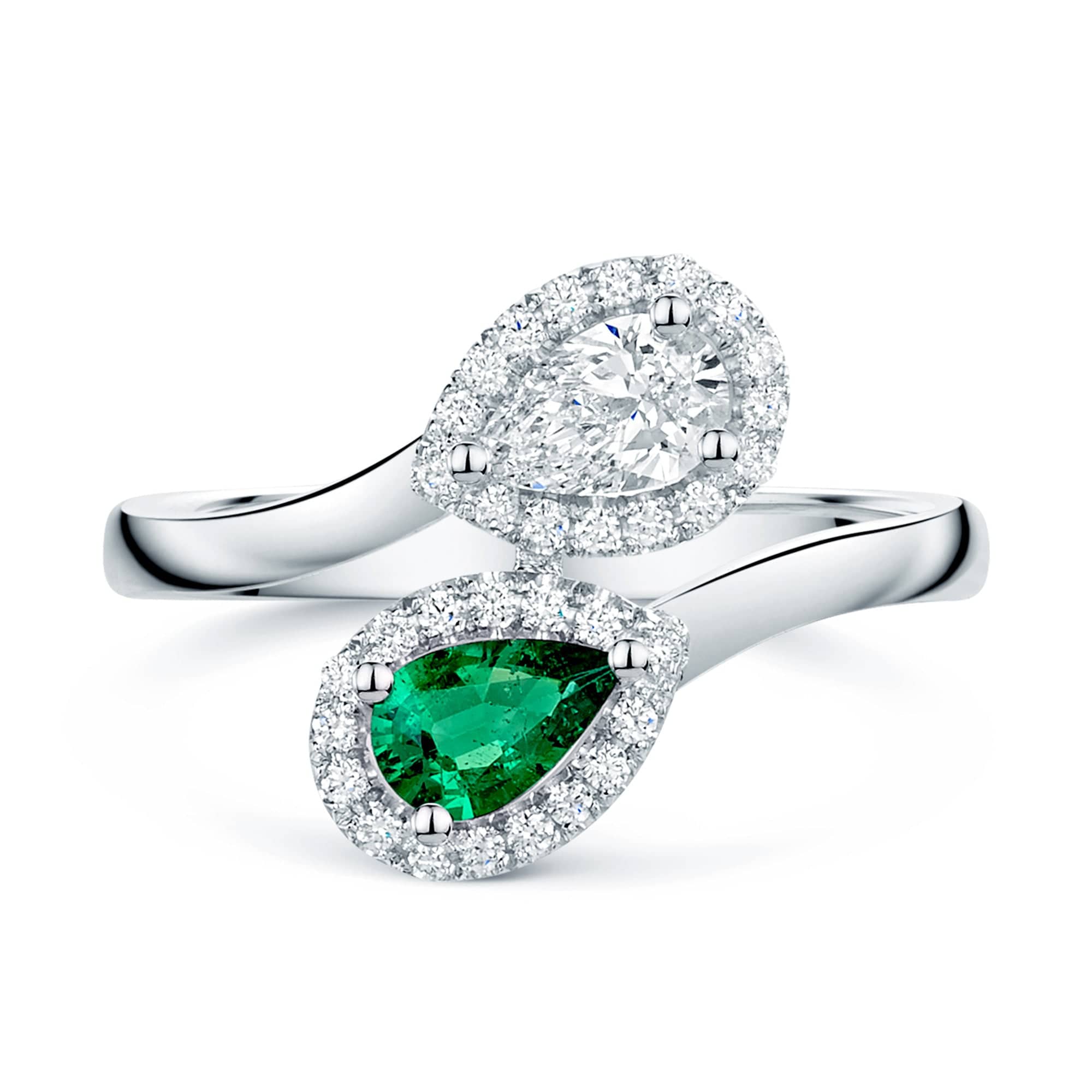 Berry's 18ct White Gold Emerald And Diamond Toi Et Moi Ring - Berry's Jewellers