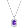 Berry's 18ct White Gold Emerald Cut Amethyst And Pave Diamond Set Pendant - Berry's Jewellers