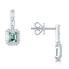 Berry's 18ct White Gold Emerald Cut Aquamarine & Diamond Halo Set Drop Earrings - Berry's Jewellers