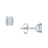 Berry's 18ct White Gold Emerald Cut Diamond 1.00ct Rub Over Stud Earrings - Berry's Jewellers