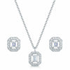 Berry's 18ct White Gold Emerald Cut Diamond Pendant & Earring Set - Berry's Jewellers