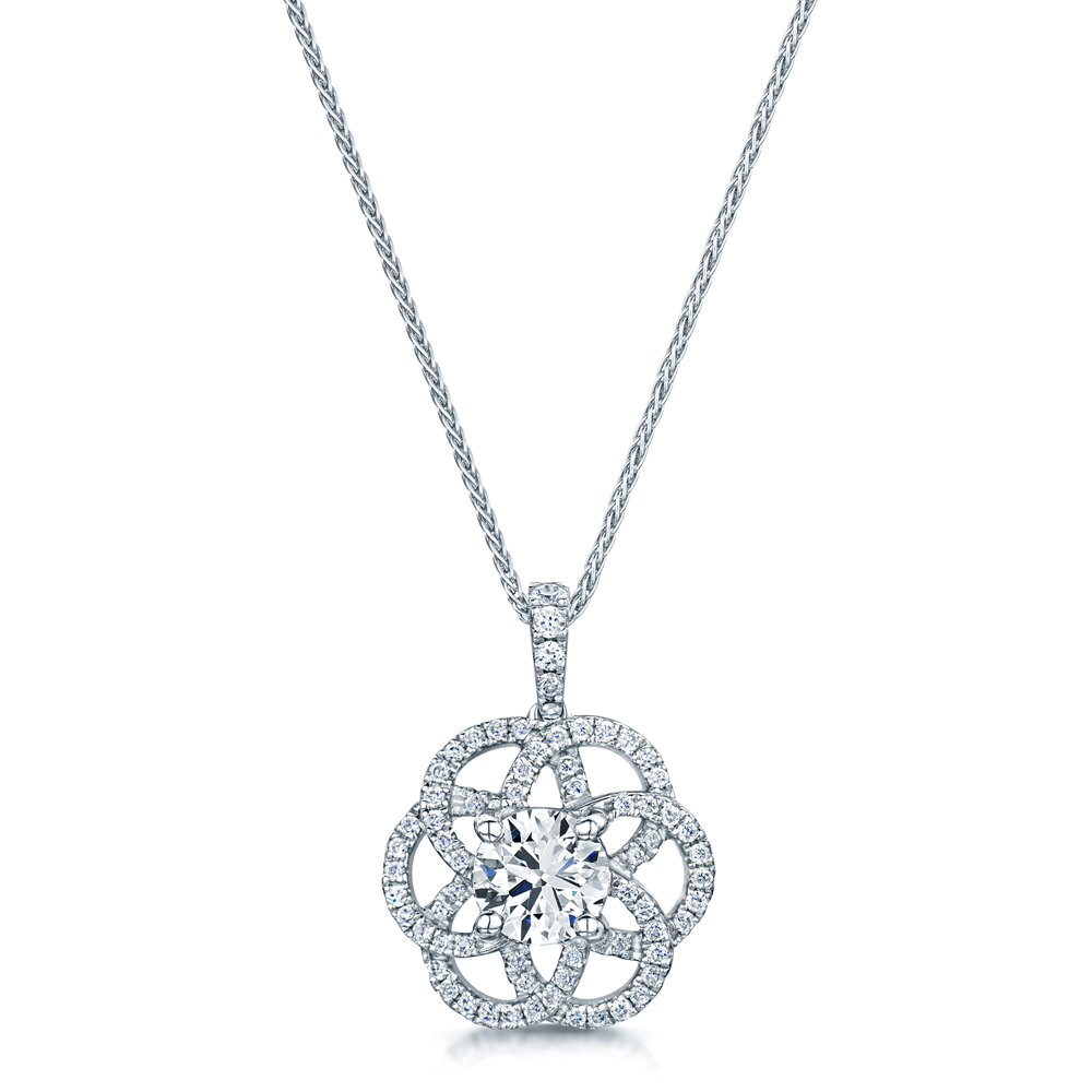 Berry's 18ct White Gold Entwined Circular GIA Diamond Set Pendant - Berry's Jewellers