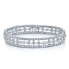 18ct White Gold Fancy Cut Three Row Diamond Bracelet