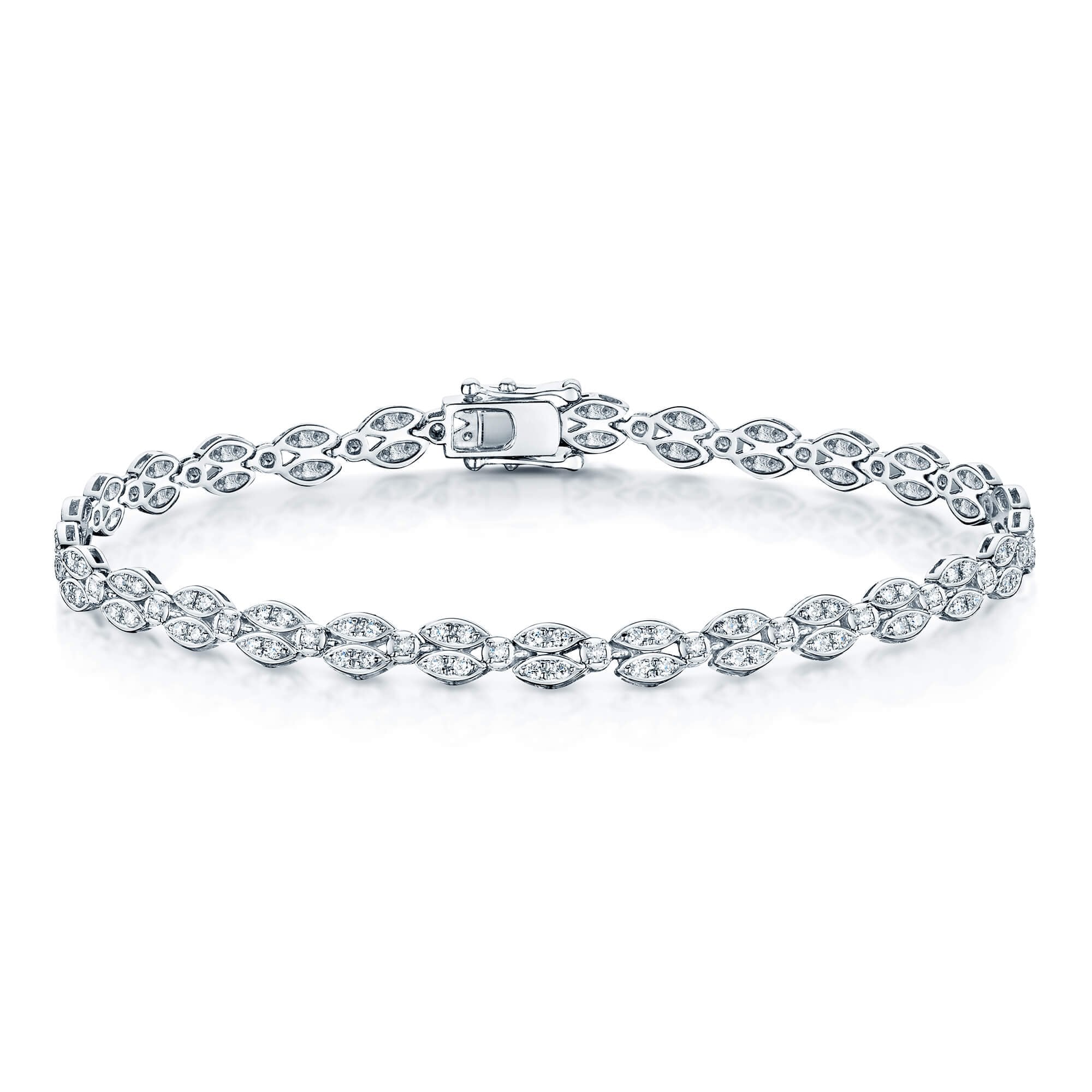 18ct White Gold Fancy Pave Set Diamond Bracelet