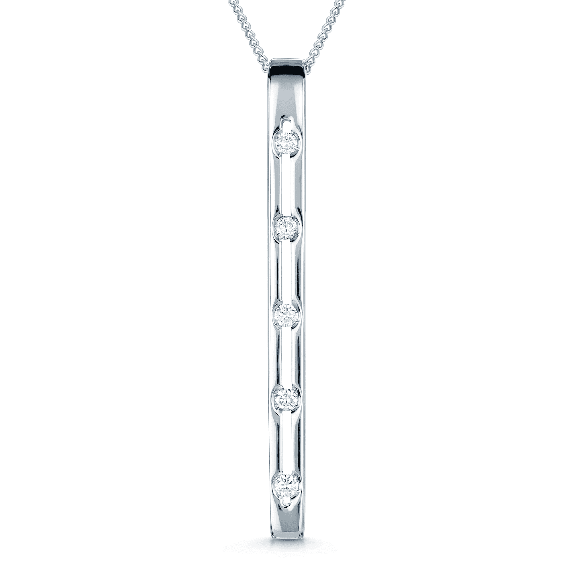 18ct White Gold  Five Brilliant Cut Diamond Bar Pendant