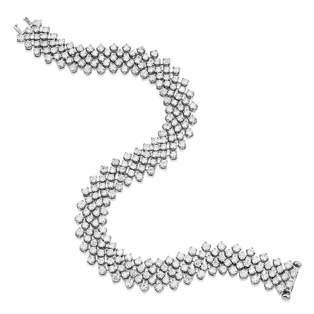 18ct White Gold Five Row Diamond Bracelet