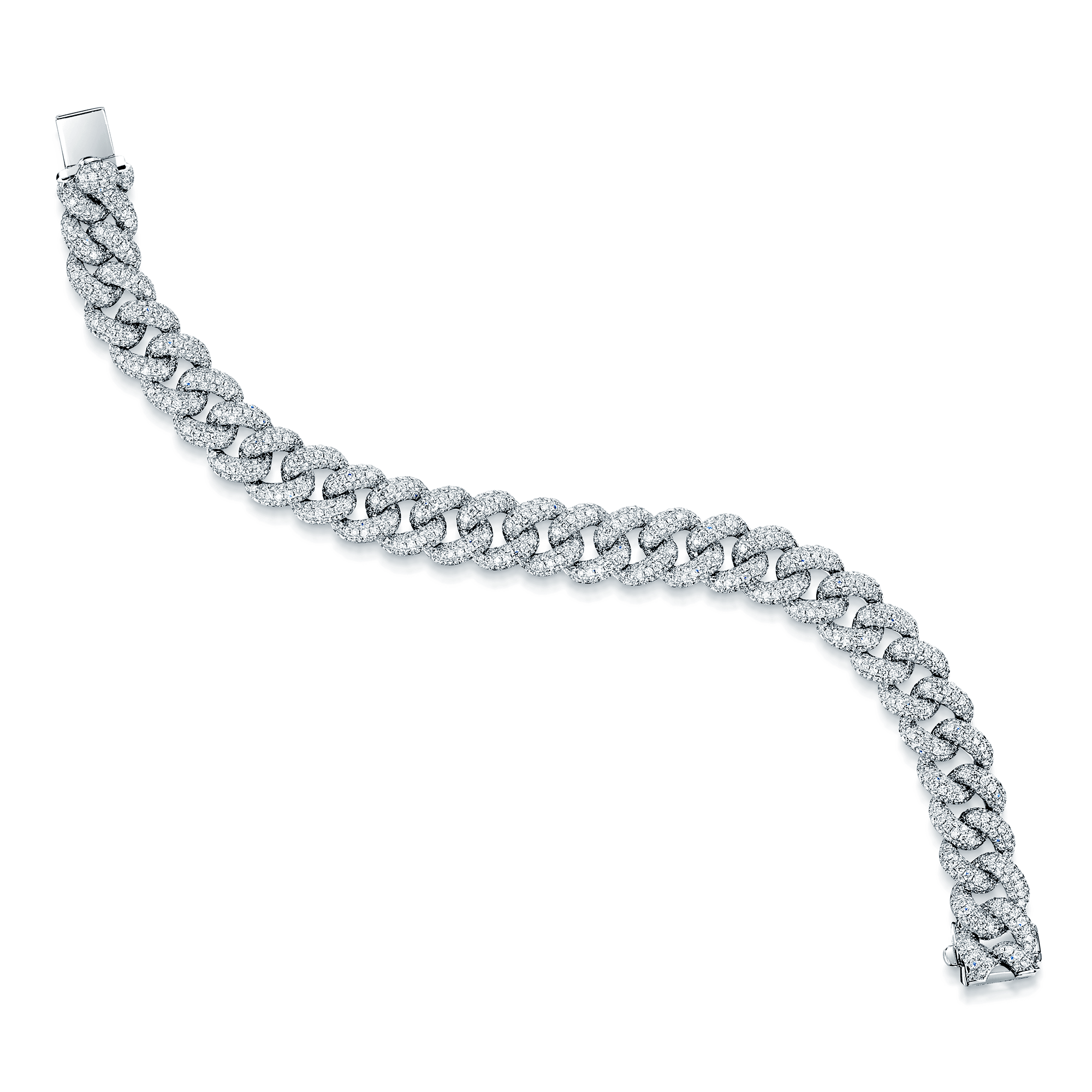 Berry's 18ct White Gold Full Diamond Set Curb Bracelet - Berry's Jewellers