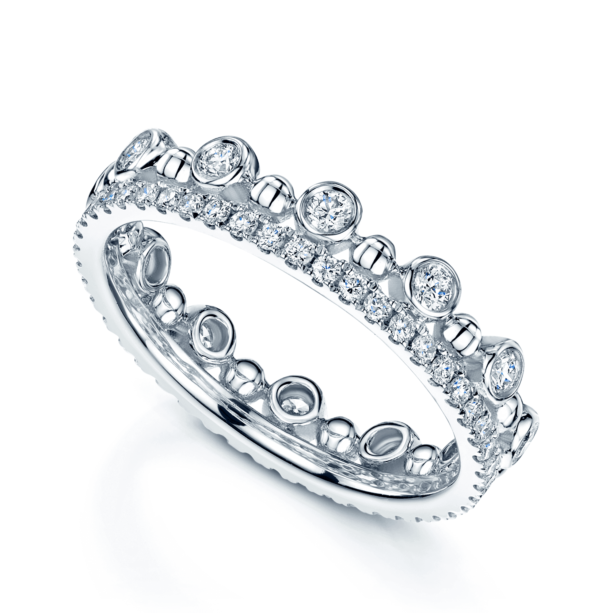 Berry's 18ct White Gold Fusion Diamond Fancy Crown Stacking Ring Set - Berry's Jewellers