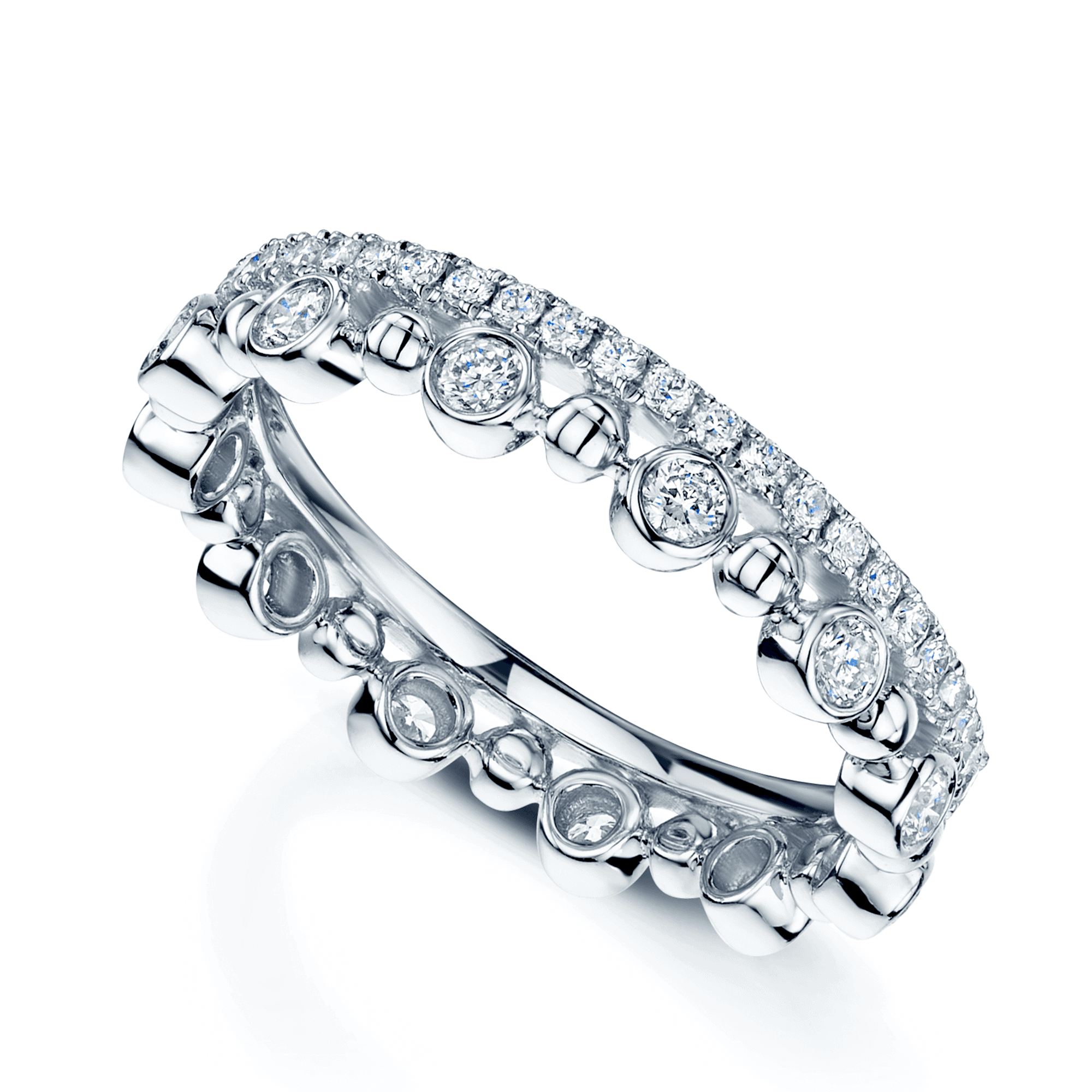 Berry's 18ct White Gold Fusion Diamond Fancy Crown Stacking Ring Set - Berry's Jewellers