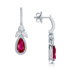 Berry's 18ct White Gold GIA Certificated Ruby And Diamond Fancy Halo Drop Earrings - Berry's Jewellers