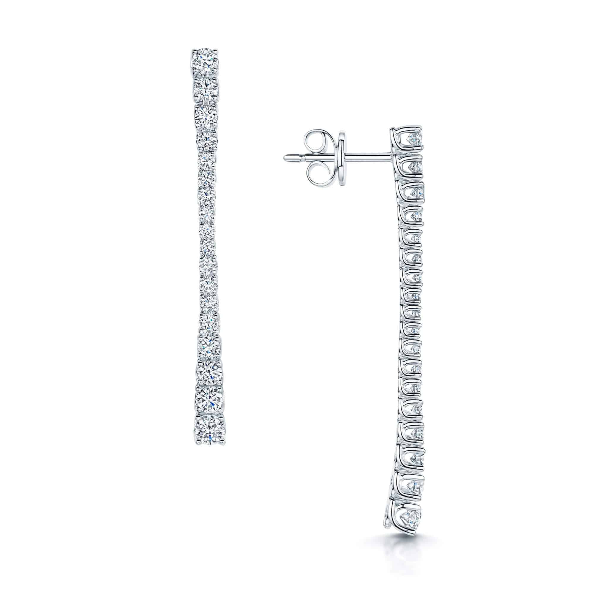 Berry's 18ct White Gold Graduated Diamond Claw Set Bar Drop Earrings - Berry's Jewellers