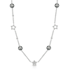 Berry's 18ct White Gold Grey Pearl & Diamond Pave Set Star Sautoir Necklet - Berry's Jewellers