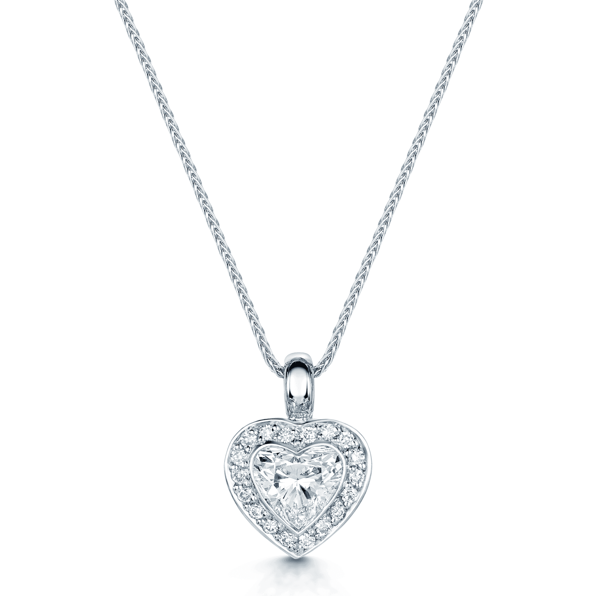 Berry's 18ct White Gold Heart Shaped Diamond Pendant in a Pave Set Surround - Berry's Jewellers