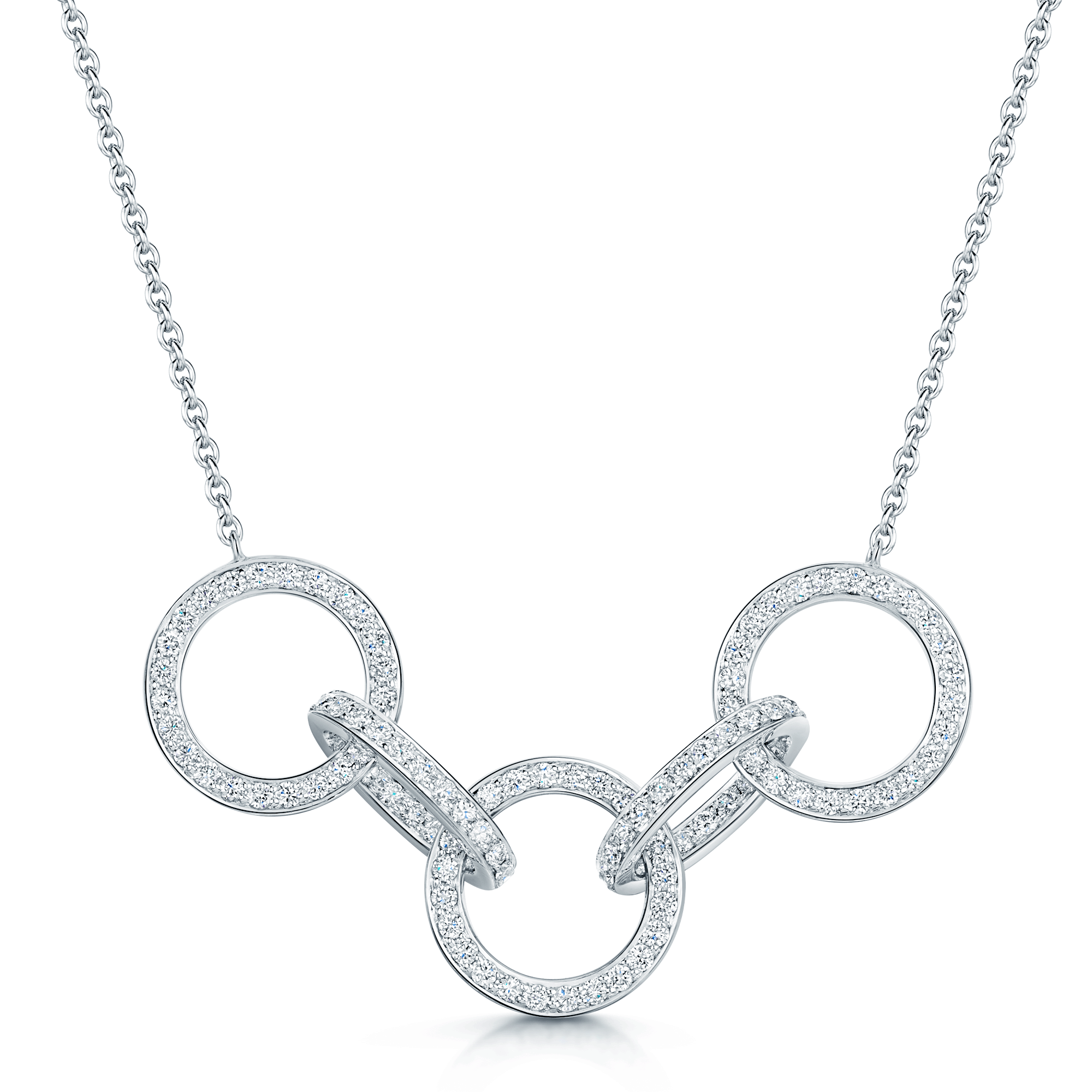 18ct White Gold Interlocking Diamond Pendant.