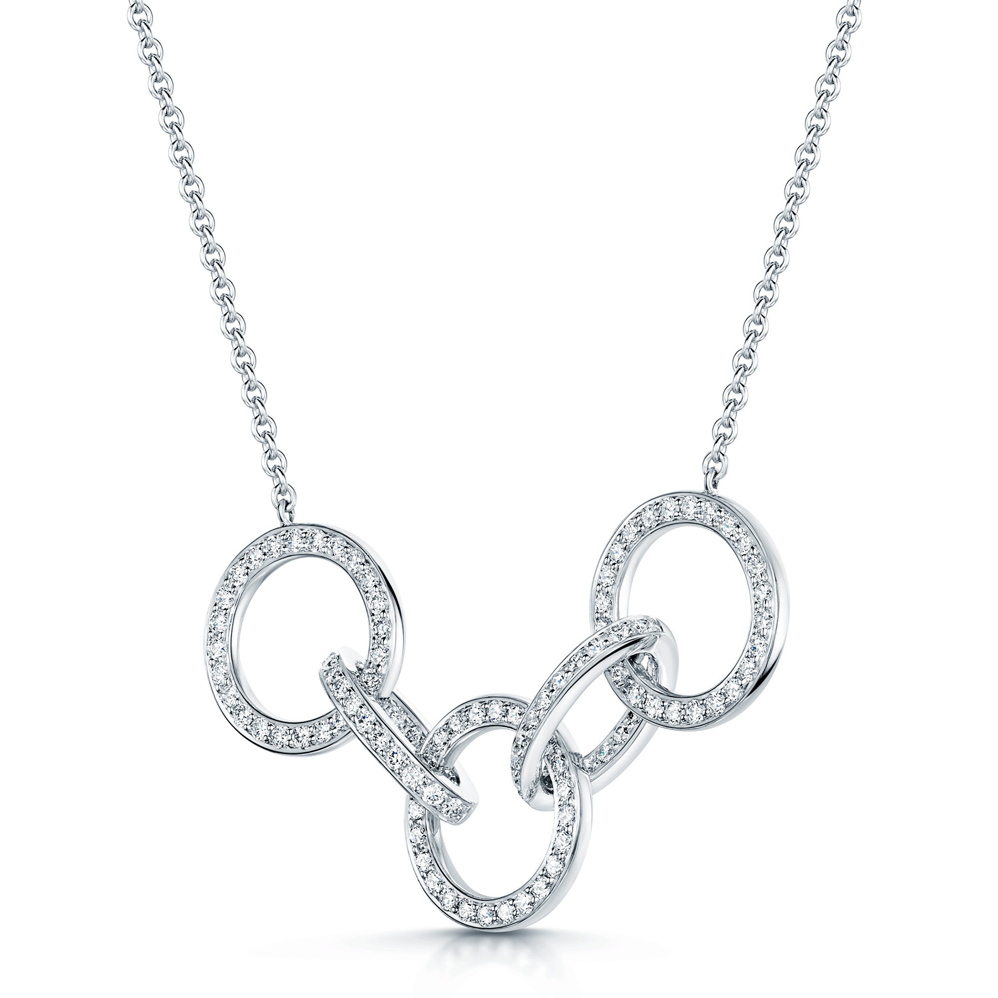 18ct White Gold Interlocking Diamond Pendant.