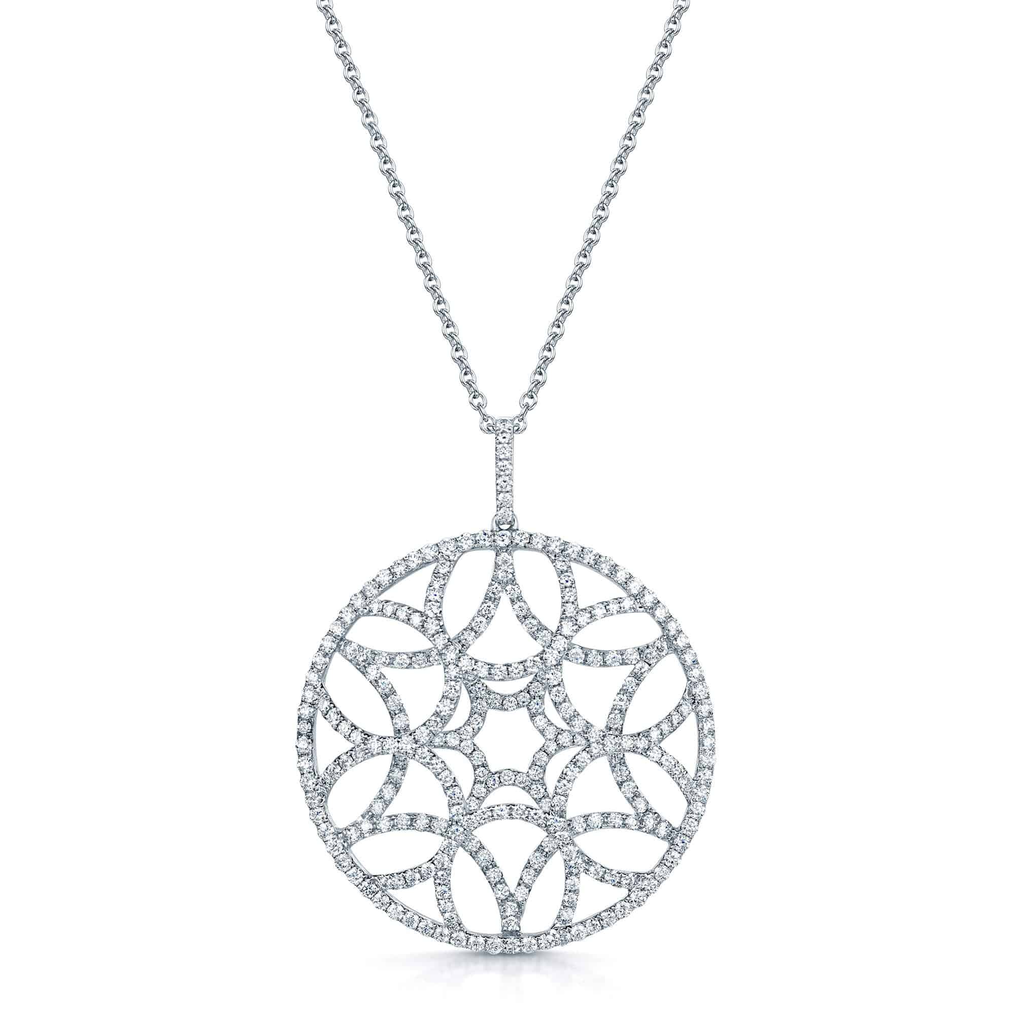 Berry's 18ct White Gold Large Circular Diamond Set Pendant - Berry's Jewellers