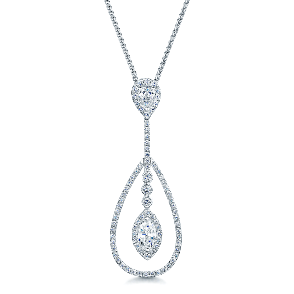 Berry's 18ct White Gold Long Drop Diamond Pendant - Berry's Jewellers