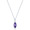 18ct White Gold Marquise Amethyst & Diamond Pendant